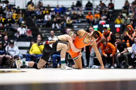 Mizzou Wrestling faces off against Oklahoma State University at the Hearnes Center on Sunday, February 4, 2024 in Columbia, Missouri.