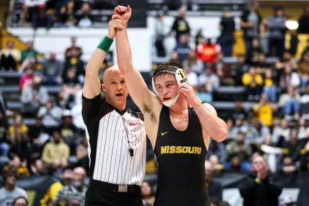 Mizzou Wrestling faces off against Oklahoma State University at the Hearnes Center on Sunday, February 4, 2024 in Columbia, Missouri.