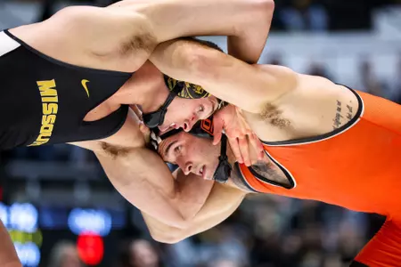 Mizzou Wrestling faces off against Oklahoma State University at the Hearnes Center on Sunday, February 4, 2024 in Columbia, Missouri.