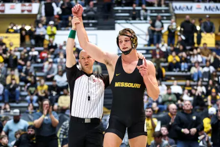 Mizzou Wrestling faces off against Oklahoma State University at the Hearnes Center on Sunday, February 4, 2024 in Columbia, Missouri.