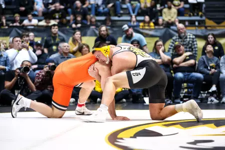 Mizzou Wrestling faces off against Oklahoma State University at the Hearnes Center on Sunday, February 4, 2024 in Columbia, Missouri.