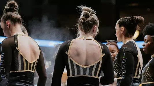 University of Missouri gymnasts prep for their season-opening meet at the Beauty and the Beast meet on Jan. 3, 2024.
