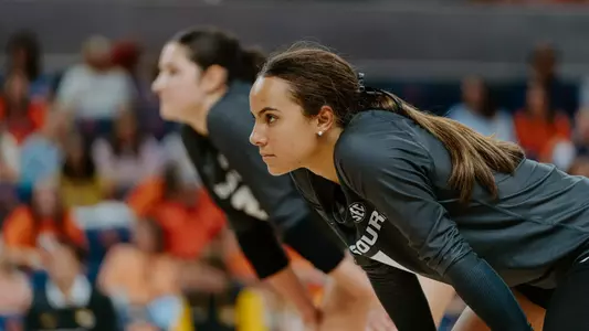 Zoey Matias-Lopez waits before the serve against Auburn