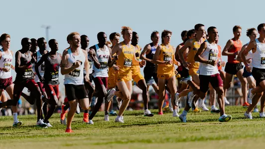 Mizzou's men's cross country team runs in the Gans Creek Classic on September 26, 2025.