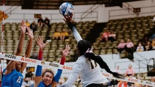 Caylen Alexander Kills the Ball Against Ole Miss at Hearnes Center