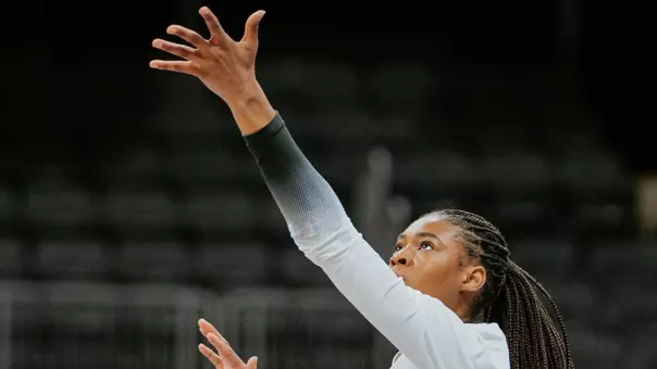 Caylen Alexander serves the ball against Ole Miss