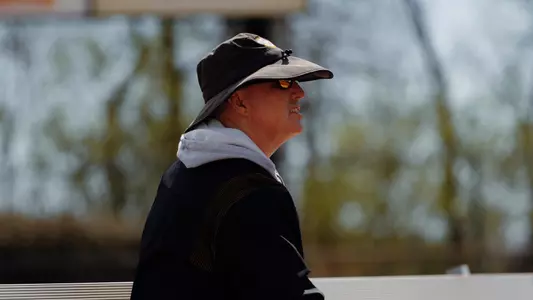 Track and field head coach Brett Halter during practice on March 20, 2024.