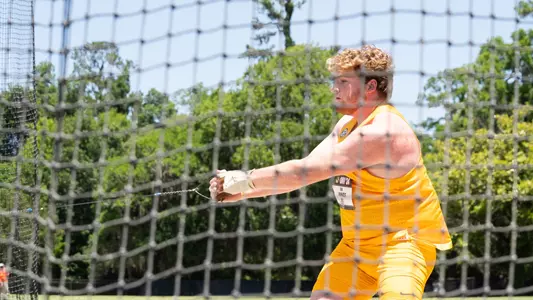 Sam Innes competing in the hammer throw at the 2024 SEC Outdoor Track and Field Championship.