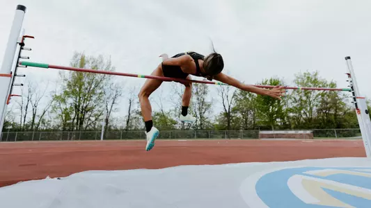 Claudina Diaz practicing her high jump.