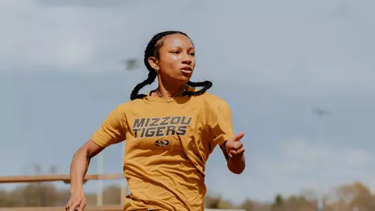 Alicia Burnett sprinting during outdoor practice at Audrey J. Walton Stadium on April 11, 2025.