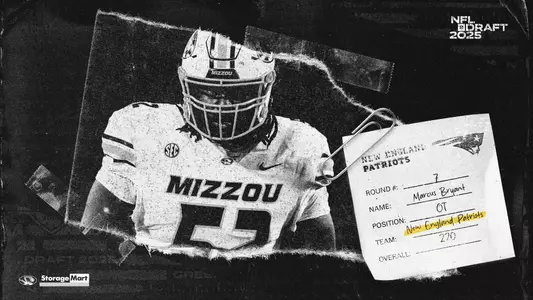 Former Mizzou offensive lineman Marcus Bryant was selected in the seventh round of the 2025 NFL Draft by the New England Patriots.