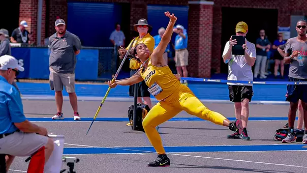 Valentina Barrios during her silver-medal performance in javelin at the SEC Outdoor Track and Field Championships on May 15, 2025.