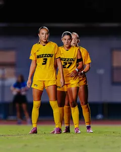 Mizzou Tigers preparing for a free kick during the team's game at Memphis on Thursday, August 28, 2025.