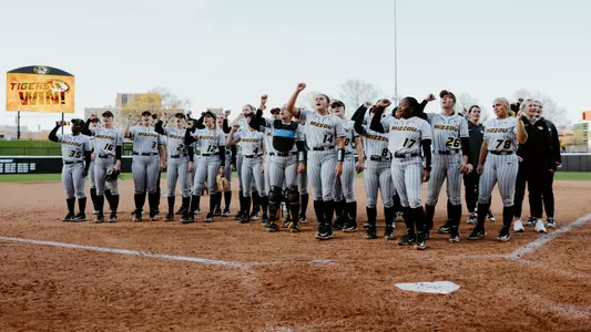 Mizzou Softball Celebrating Vs. Missouri State