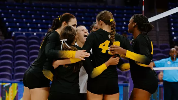 Mizzou Volleyball Celebrates As They Score A Point Against Rhode Island