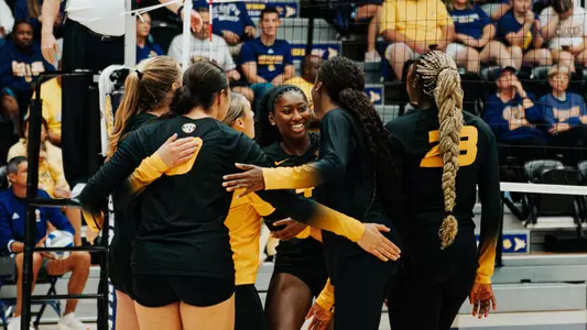 The Tigers Celebrate A Kill From Asia Harvey Against Western Illinois