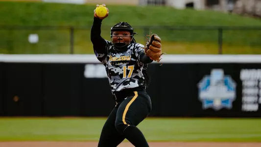 Cierra Harrison pitches against UT Martin in the Tigers 8-0 Victory