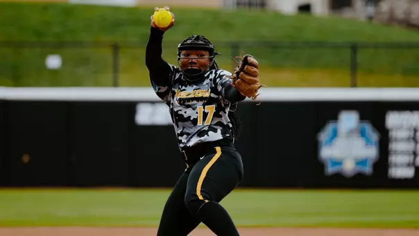 Cierra Harrison pitches against UT Martin in the Tigers 8-0 Victory