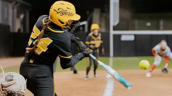 Madison Uptegrove hits the ball at the Mizzou Bye-Week Series