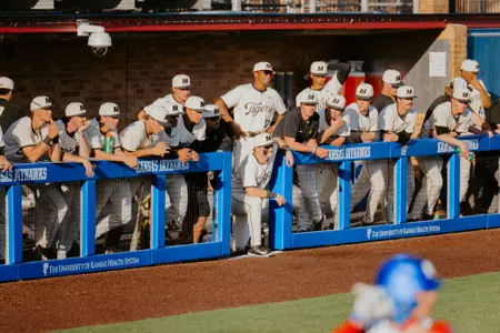 Mizzou dugout at Kansas, March 18, 2026
