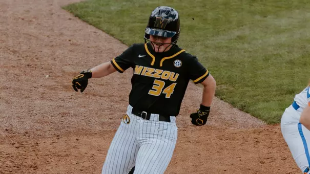 Addy Waits crosses the plate for a run against Florida in the SEC Opener