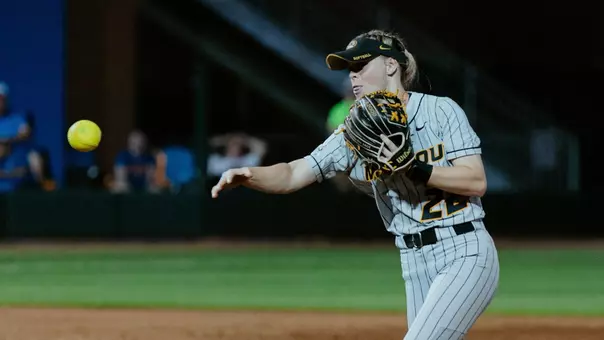 Sophomore Sophie Smith records an out on a routine ground ball against Florida