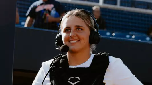Stefania Abruscato does the postgame interview after a win over Auburn