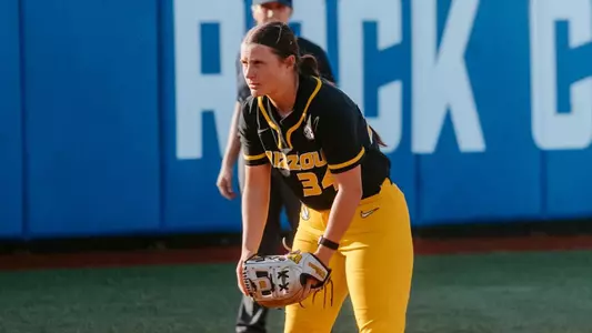 Freshman Addy Waits waits for the ball at third base