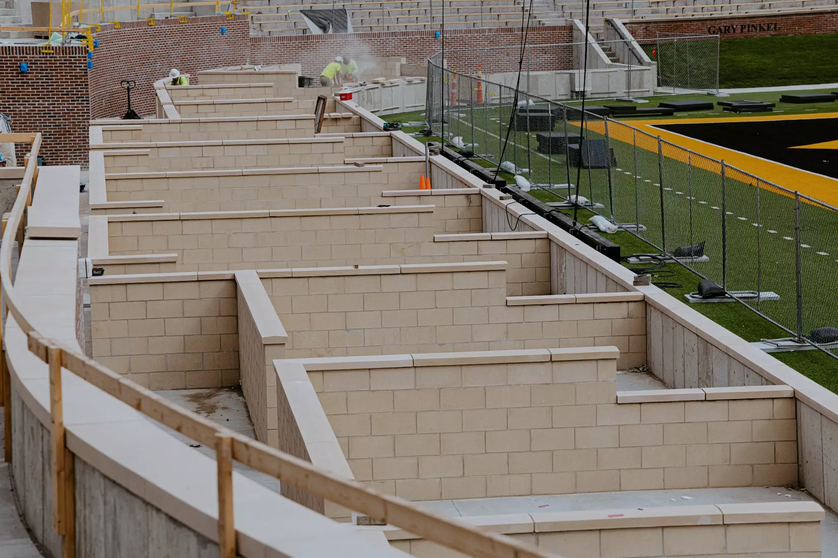 View of the field-level suites in the North End Zone.
