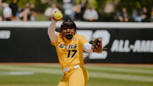 Senior Cierra Harrison pitches against South Carolina in the series finale