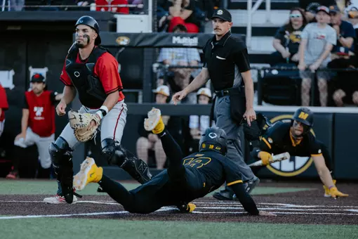 Eric Maisonet slides into home vs. SIUE, April 21, 2026