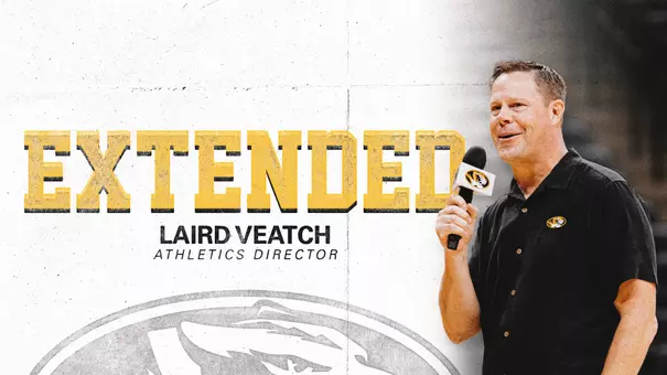 Graphic to announce Contract Extension for Athletics Director Laird Veatch: Extended