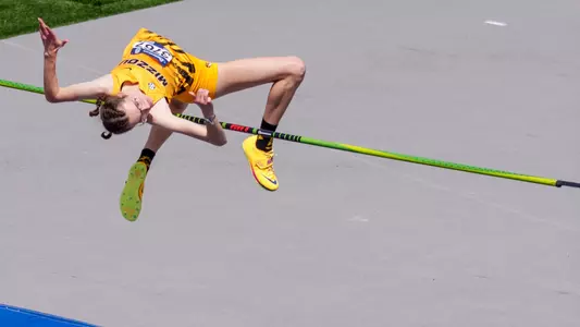 Marlena Tresnjo competes in the high jump.
