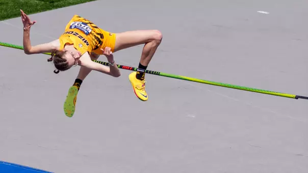 Marlena Tresnjo competes in the high jump.