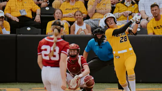 Abby Carr hits a home run against Alabama