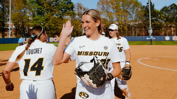 Abby Carr Celebrating the win over Auburn in Game Two