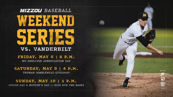 Mizzou Baseball will host Vanderbilt for a three-game SEC series to conclude the 2026 home slate