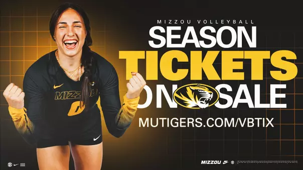 Mizzou VB season tickets on sale graphic