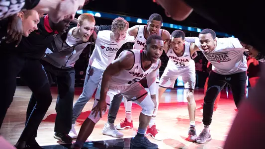 Men's basketball huddle