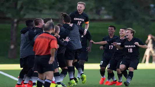 Mark Moulton celebrates a goal against Marquette.