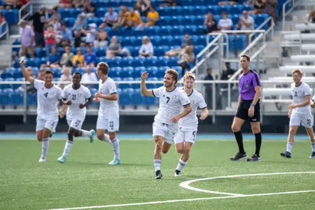 Mathis Pilon St-Louis celebrates a goal against Kansas City