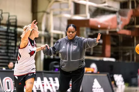 Grace Cave and coach Carrie Banks