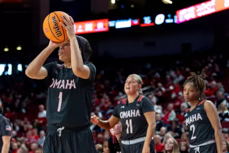 Aaliyah Moore shoots at Nebraska