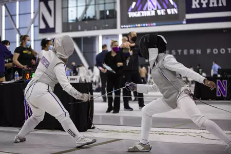 Northwestern fencing at the Ryan Fieldhouse on Sunday, 02/06/2022 in Evanston, Illinois. Northwestern Athletics Photo by John Konstantaras | http://JohnKonPhoto.com