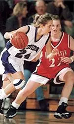 Megan Chawansky collected 17<br>points, 13 rebounds and<br>seven assists vs. the Badgers.