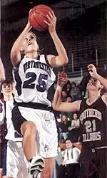 Leslie Schock has averaged<br>21.7 points and eight rebounds<br>in NU's last three games.