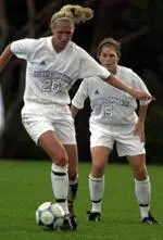 Lindsey Veris (with ball) and Molly Greene will be tested by two potent offenses this weeknd