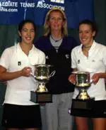 Cristelle Grier (left) and Jessica Rush earned a No. 1 doubles ranking after winning the ITA National Indoor title.