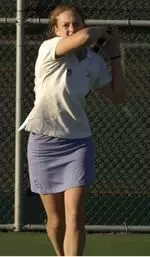 Ruth Barnes trailed early, but came back to win 6-4, 6-3 in NU's win over the Lobos.