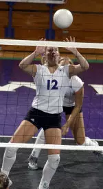 Senior co-captain Drew Robertson recorded her fifth-straight double-double -- 41 assists and 12 digs -- against Michigan Friday night.
